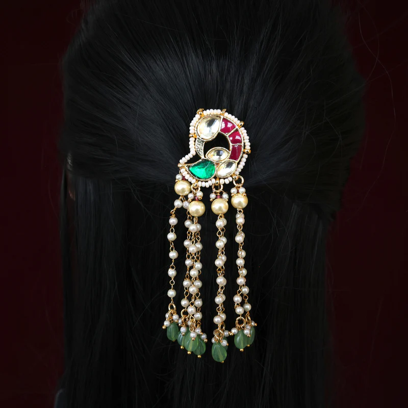 Handmade Pachi Kundan Choti – Mor Pearl Hangings